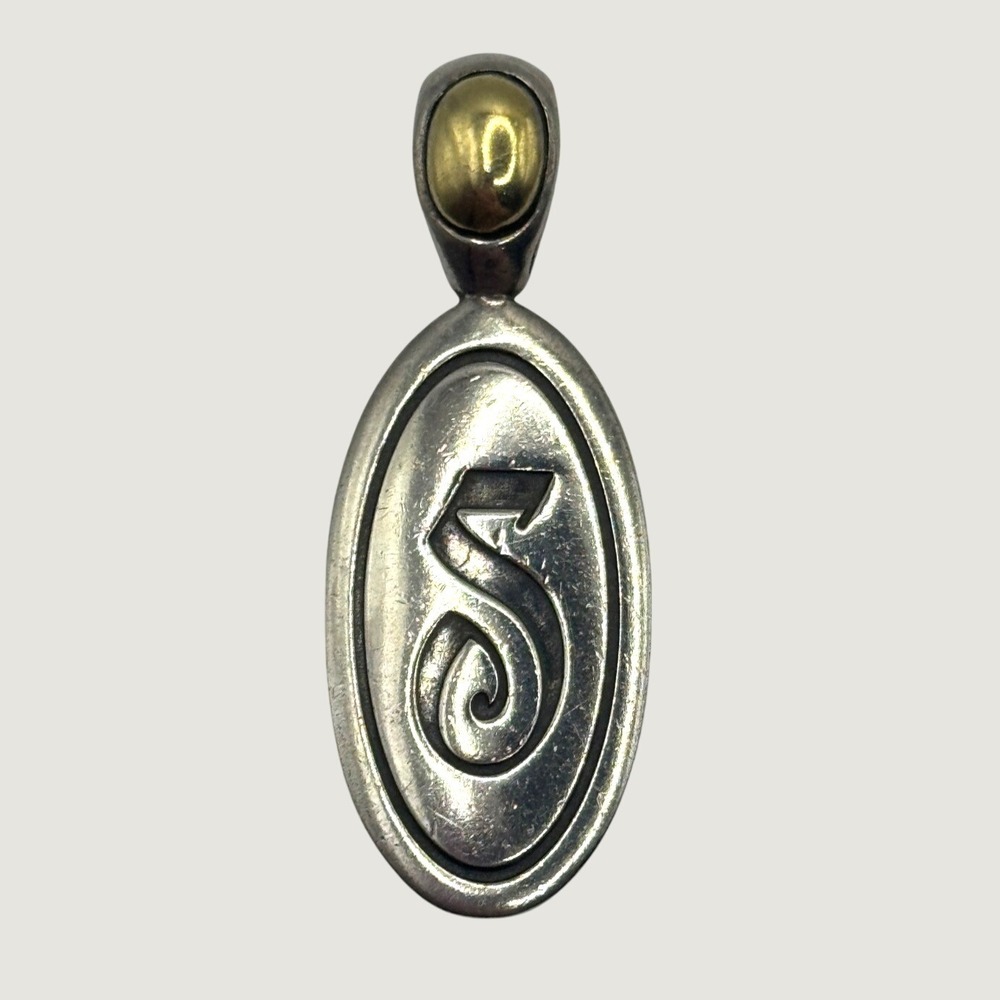 Ann King Sterling Silver 18K Gold Initial "S" Letter Pendant